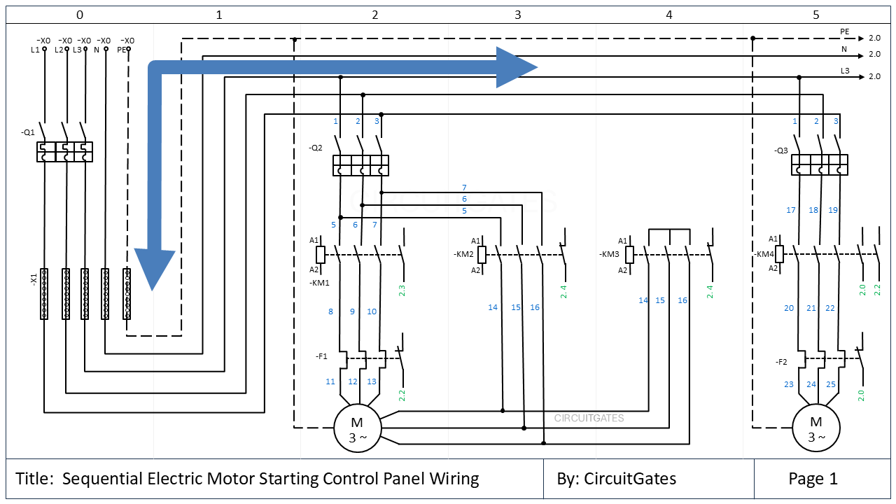 direction of reading a multi-page wiring diagram